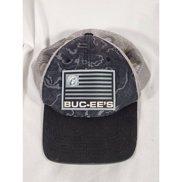 Buc-ee's No Quarter Snapback Trucker Hat Black with Flag - Picture 1 of 7